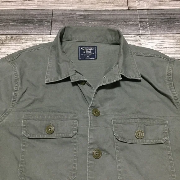 Abercrombie Fitch Shirt Jacket Men’s XS Green Canvas Military Pockets - Picture 10 of 10